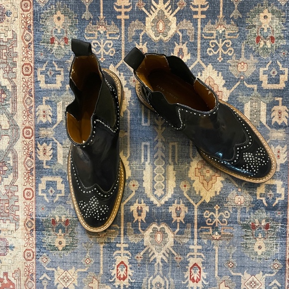 ZARA black leather Chelsea boot with delicate silver studs - Size 38 - Picture 2 of 5